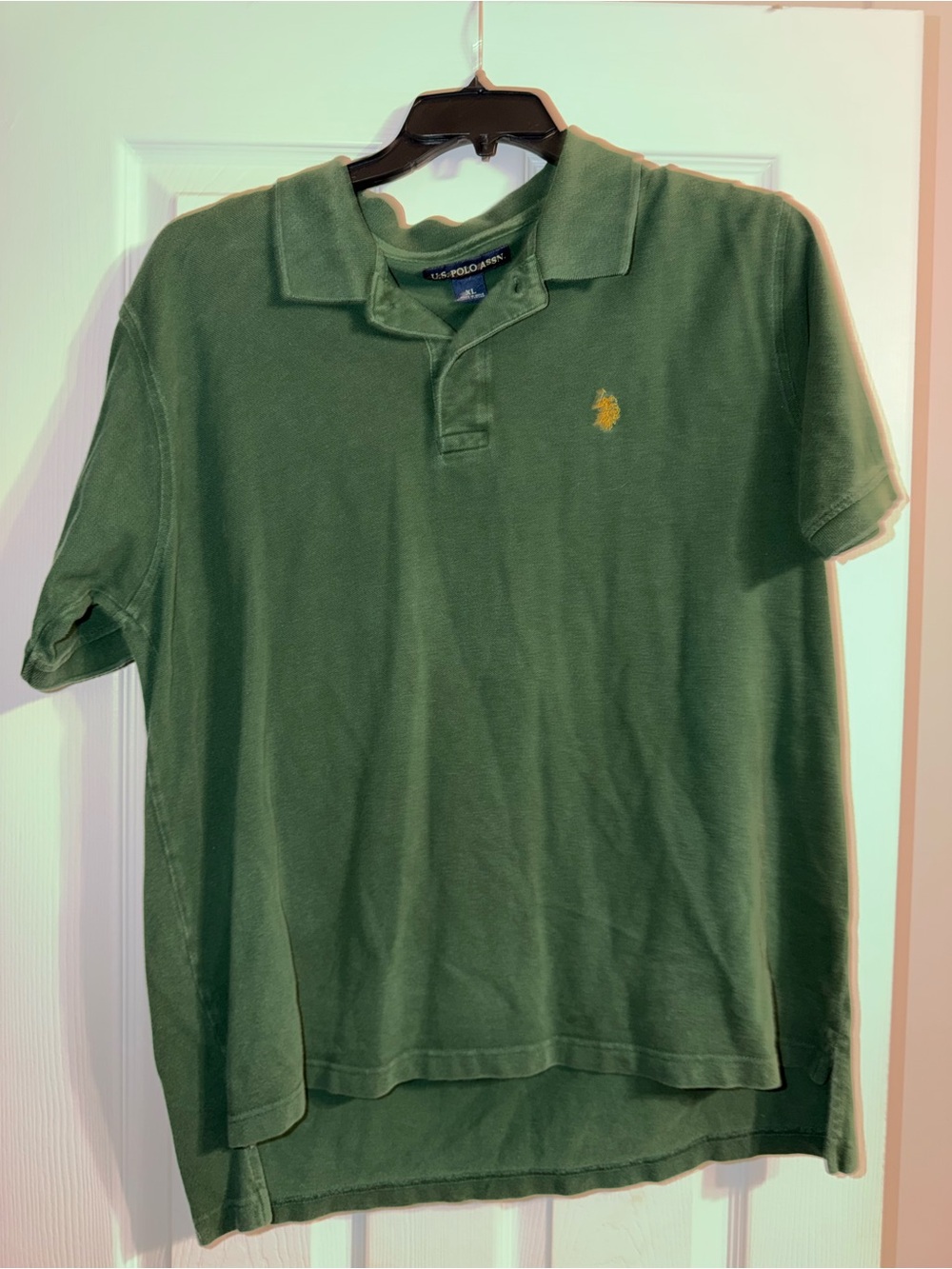US Polo Assn Faded Sage Green Pique Polo Shirt XL Y2K Streetwear